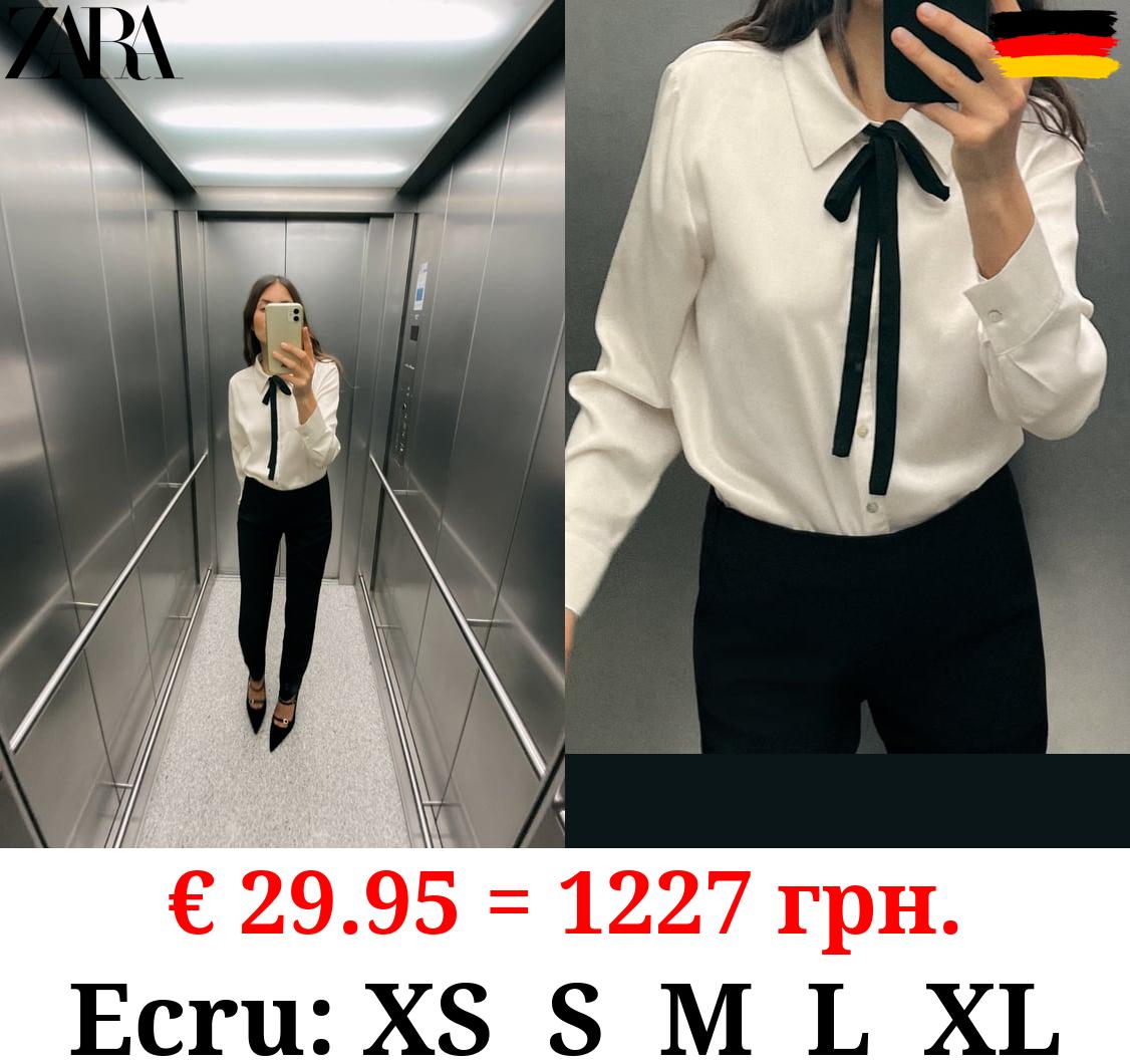 SATIN SHIRT WITH BOW