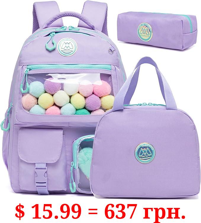 ZBAOGTW Cute Backpack for Girls Aesthetic Backpack School Backpack for Girls Backpack with Lunch Box Back to School Supplies