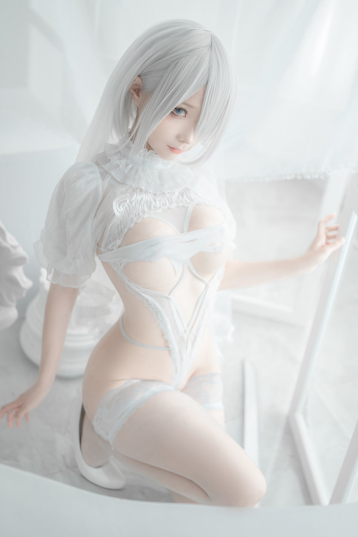 蠢沫沫 Cosplay 2B 白婚纱 33