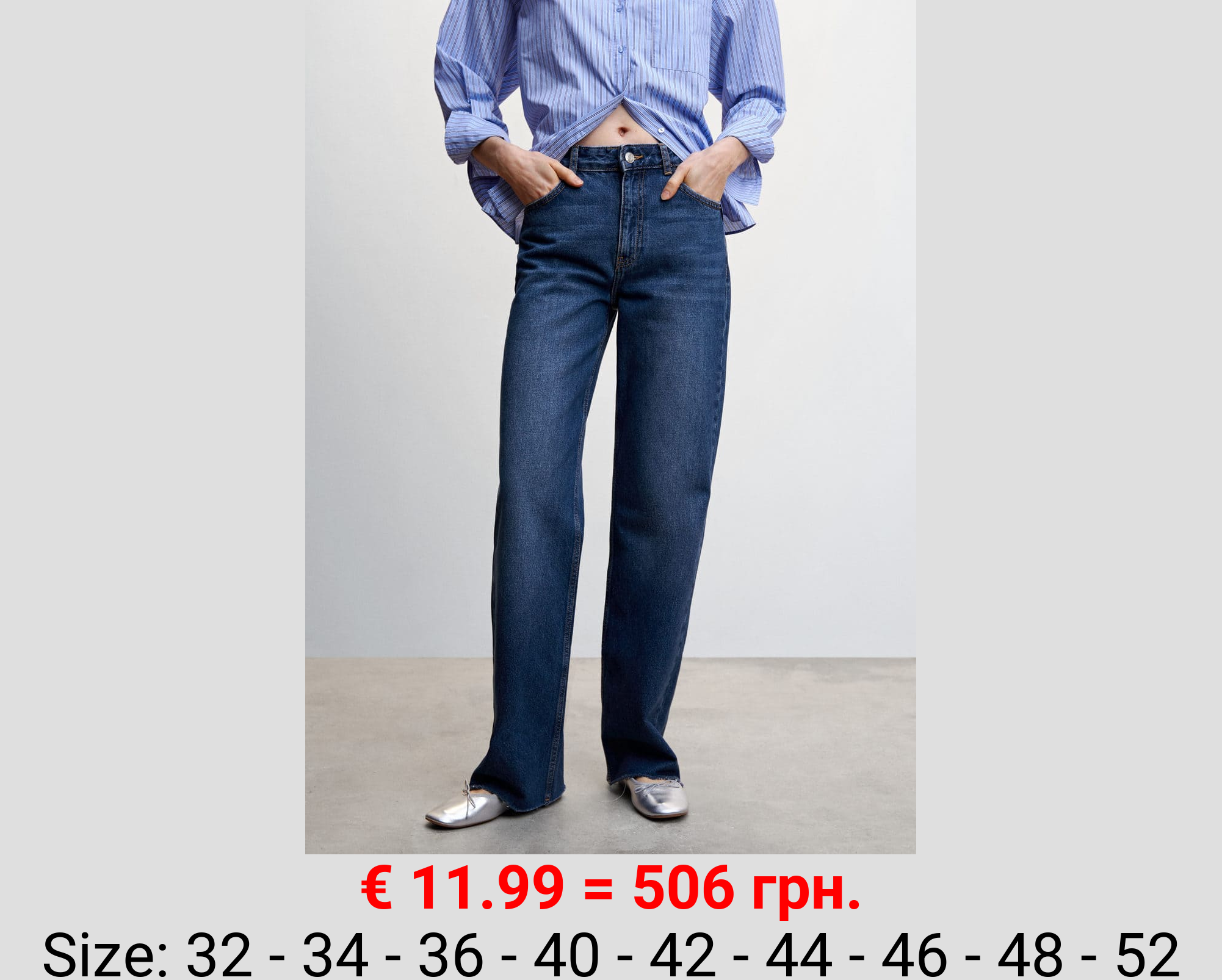 Jeans wideleg tiro medio