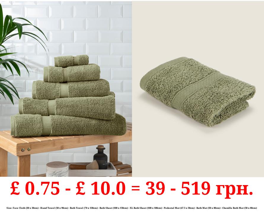 Sage Green Super Soft Towel & Bath Mat Range