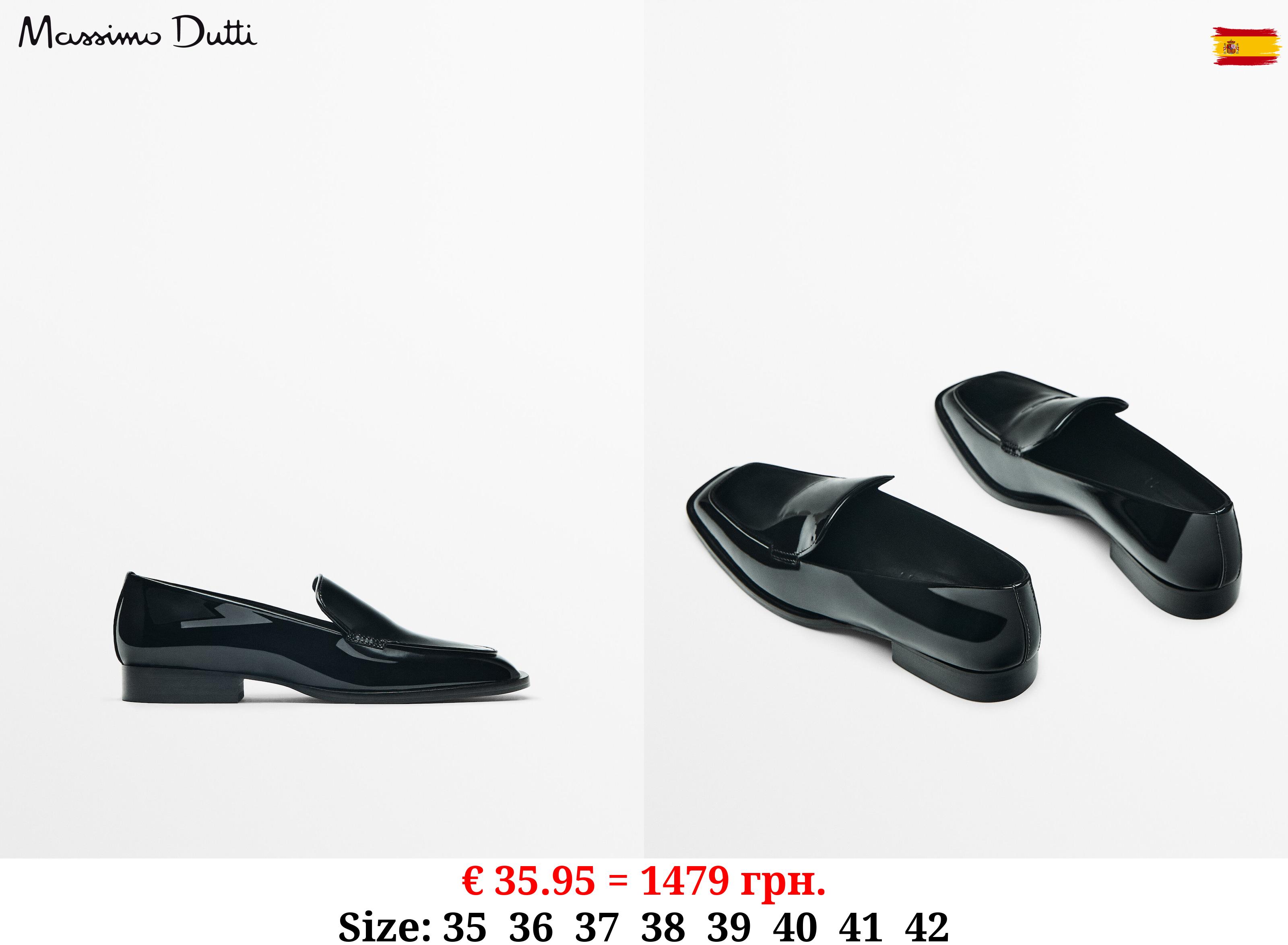 Patent square-toe loafers BLACK