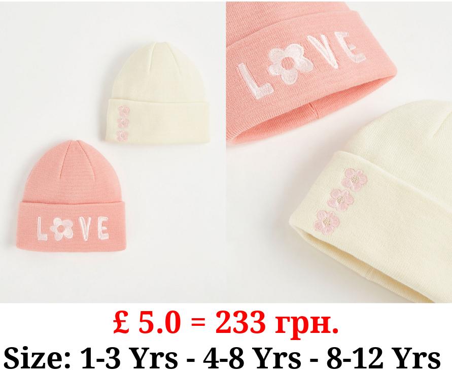 Embroidered Beanie Hats 2 Pack