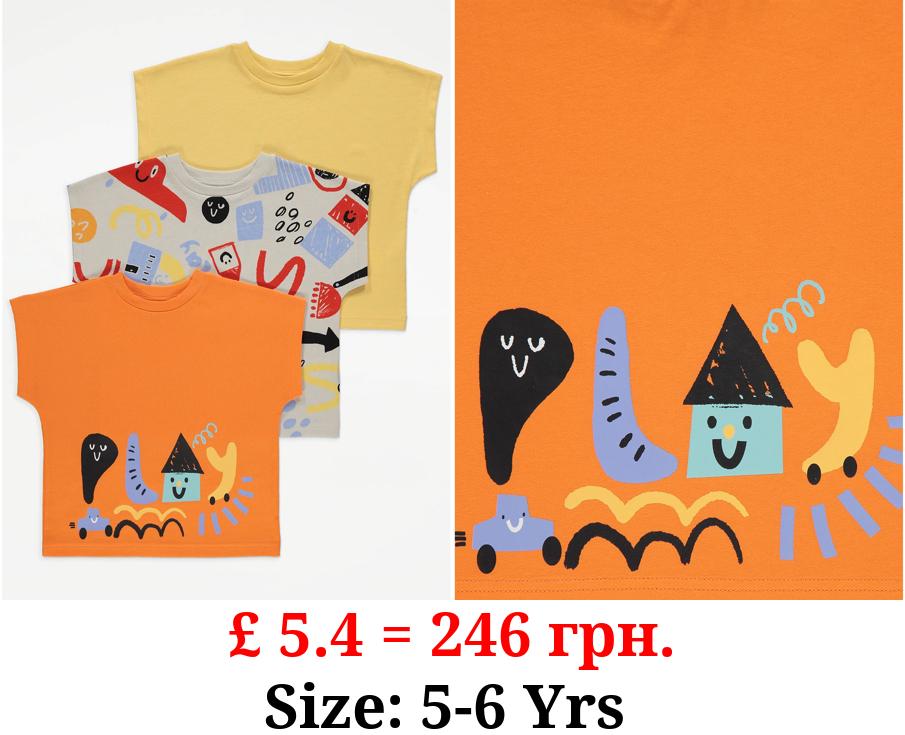 Playful Doodle Graphic T-Shirts 3 Pack