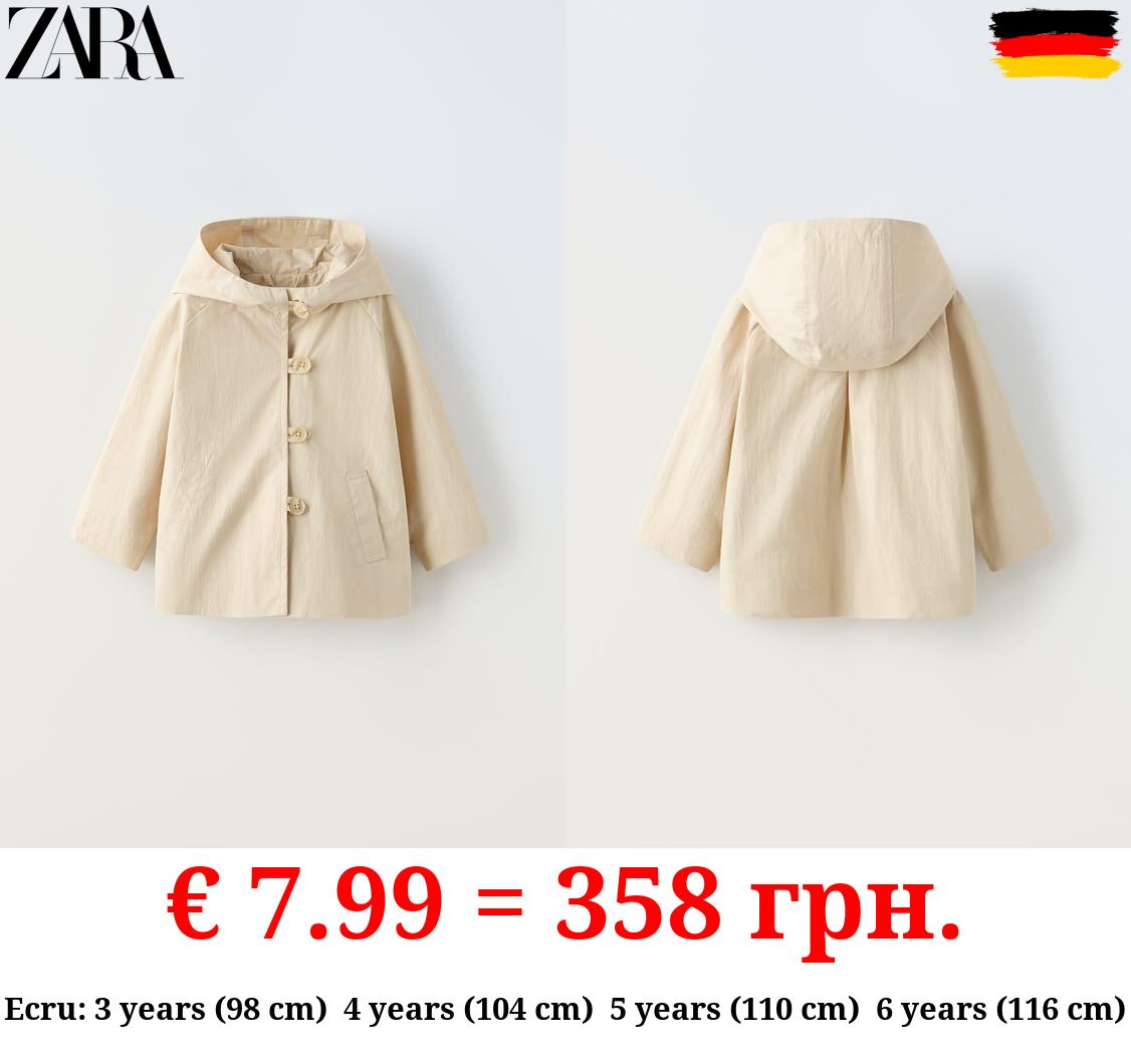 HOODED WATER-REPELLENT BUTTONED PARKA