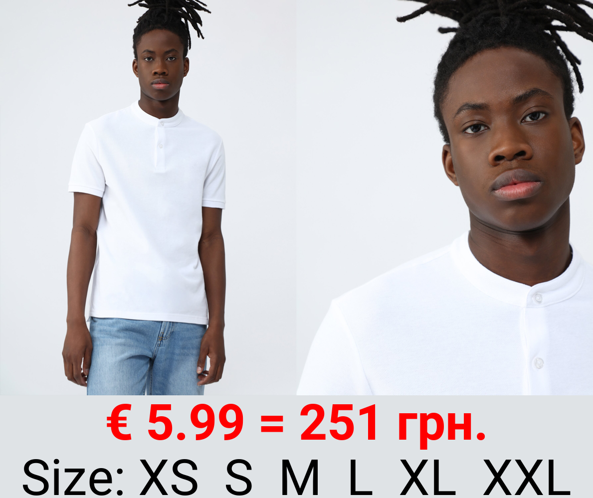 Mandarin collar polo shirt