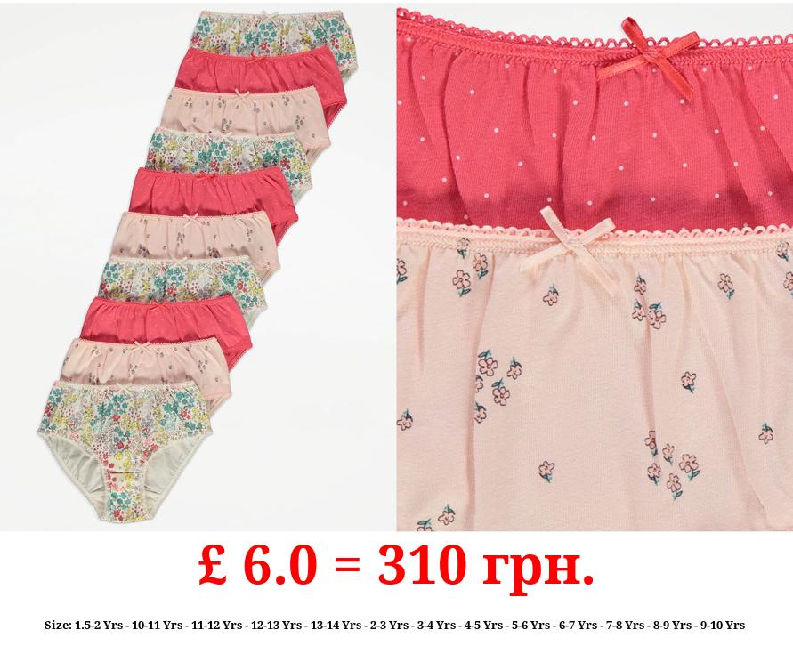 Bright Floral Spotty Briefs 10 Pack