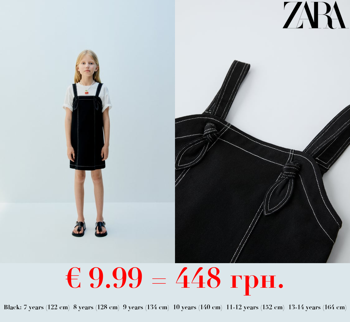PINAFORE DRESS WITH CONTRASTING TOPSTITCHING