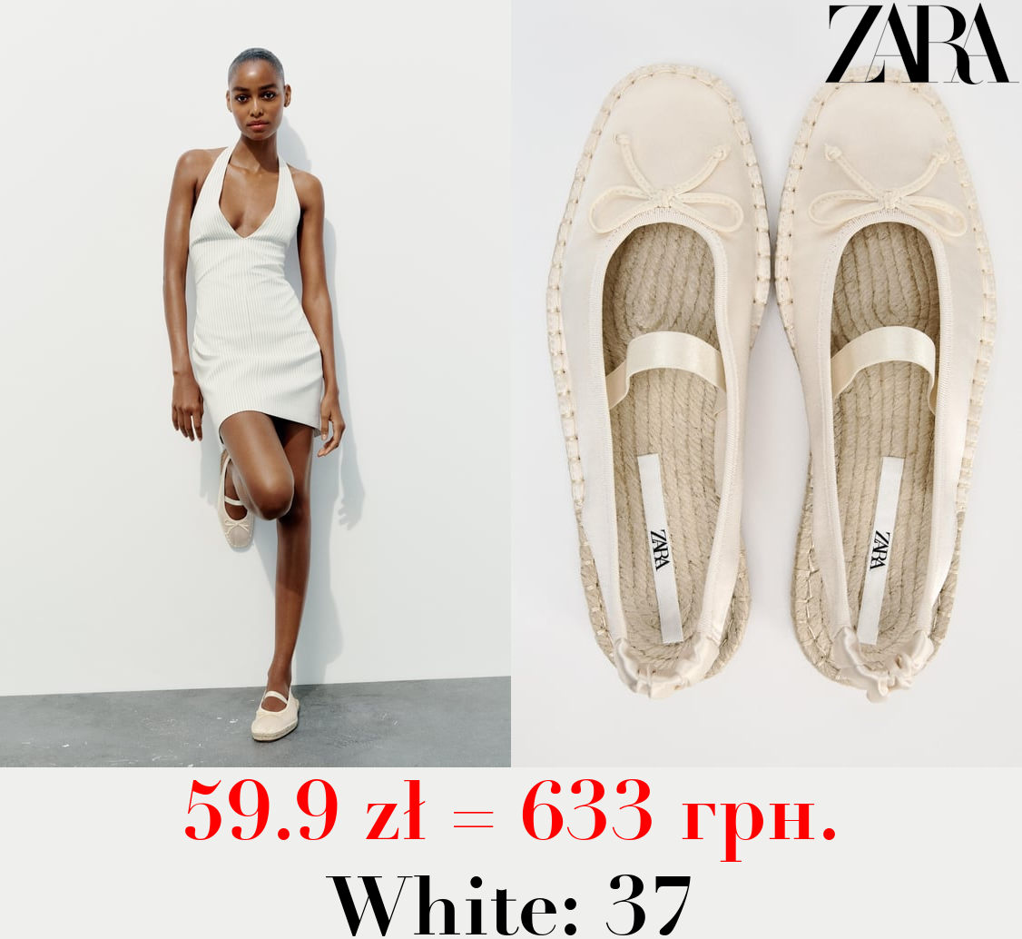ESPADRILLES WITH BOW AND TOPSTITCHING