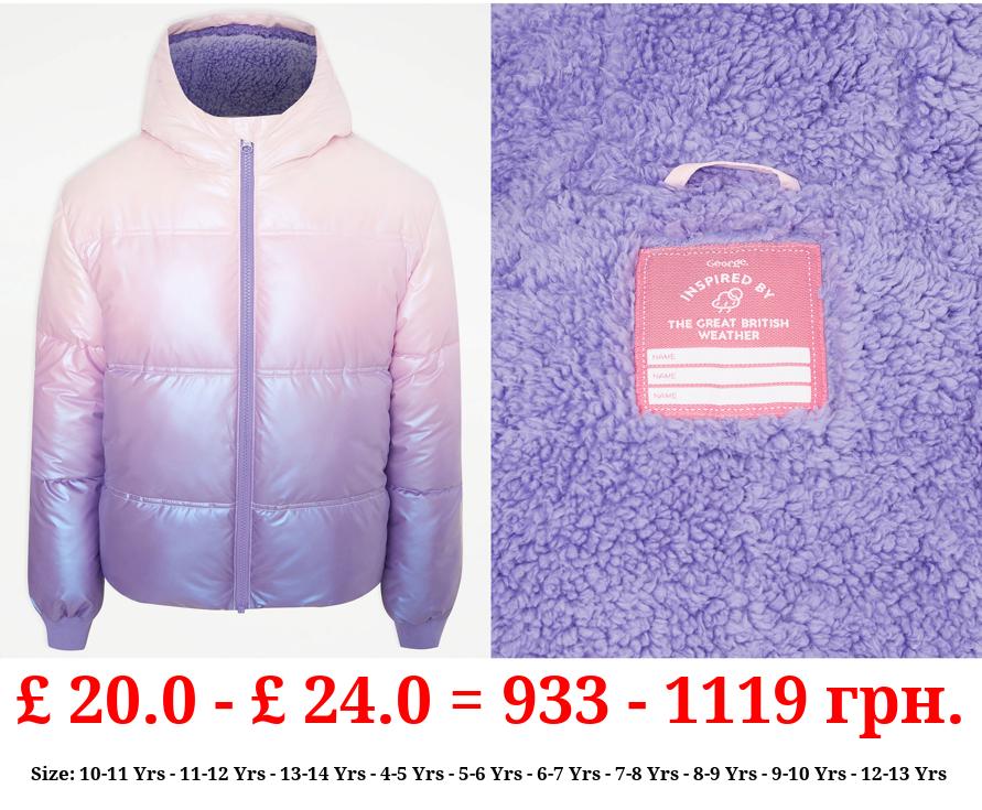 Lilac Ombre Padded Fleece Lined Coat