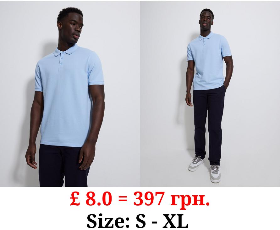 Pale Blue Short Sleeve Polo Top