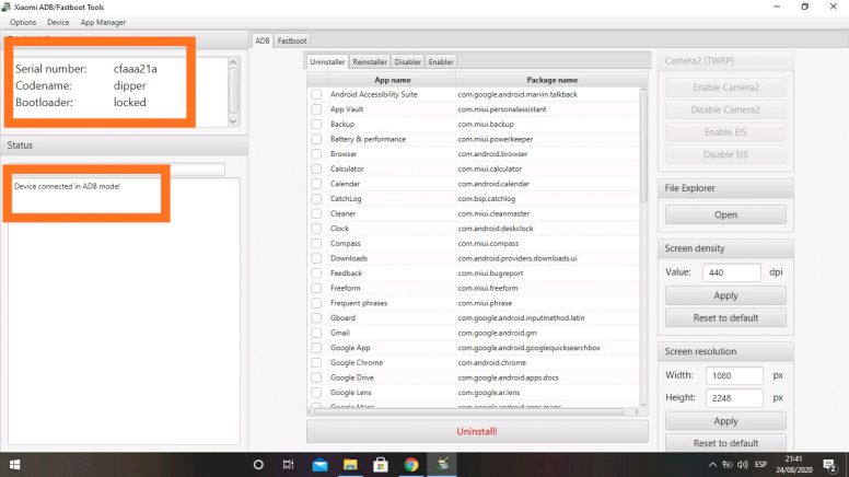 Xiaomi adb fastboot tools удаление приложений