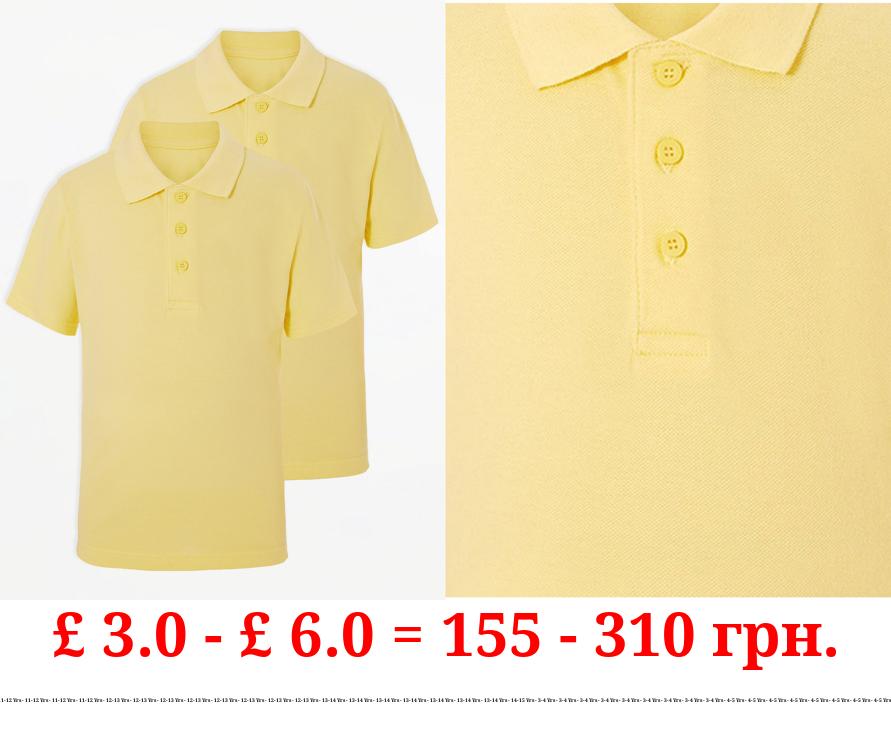 Yellow Short Sleeve School Polo Shirts 2 Pack