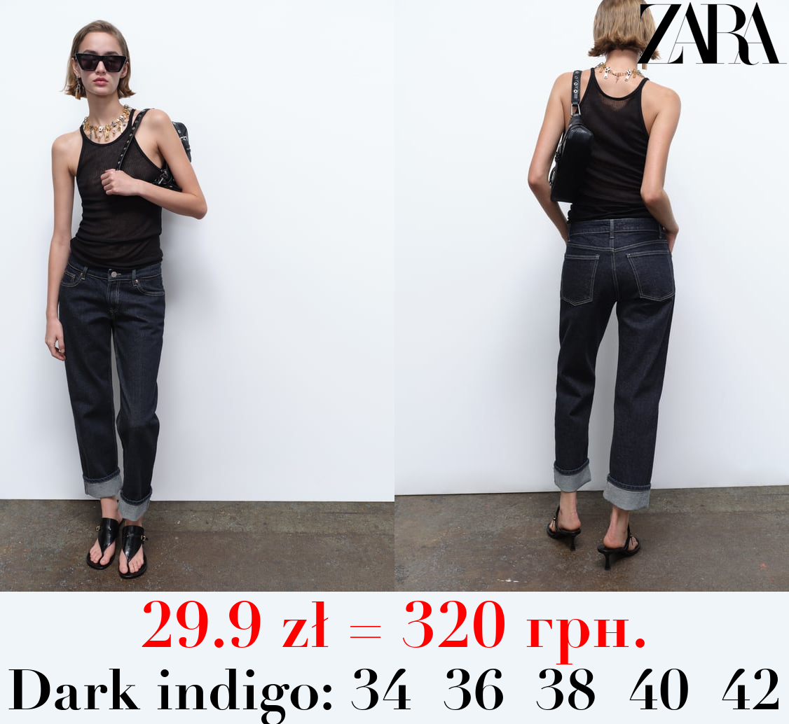 TRF SLIM-FIT FOLDED-FIT LOW-RISE JEANS