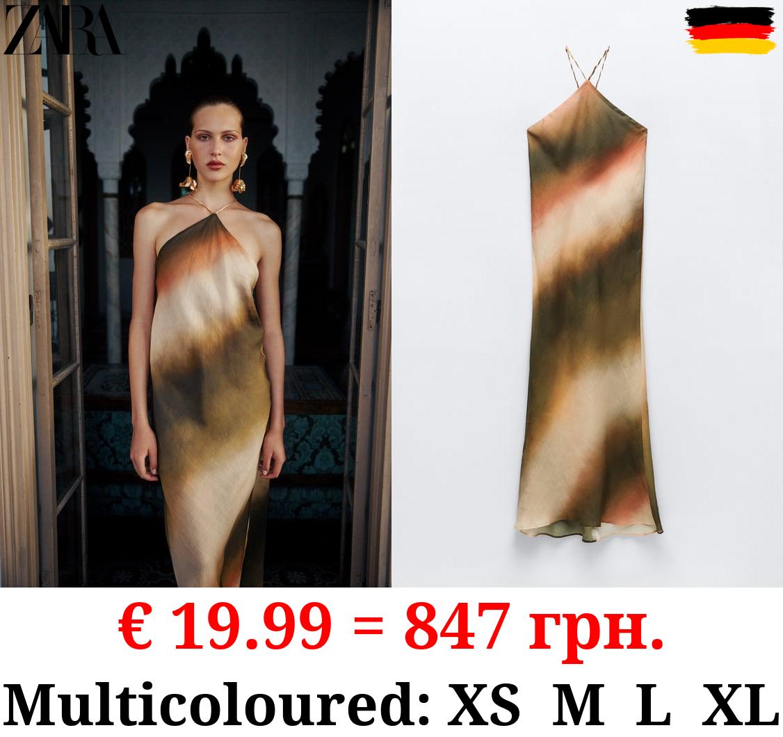 TIE-DYE RAMIE HALTER DRESS