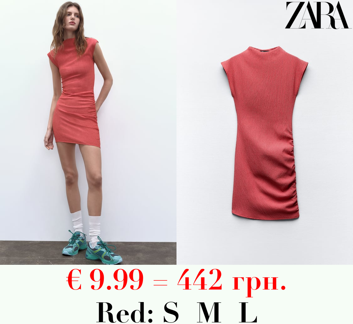 TEXTURED DRESS WITH GATHERED DETAIL