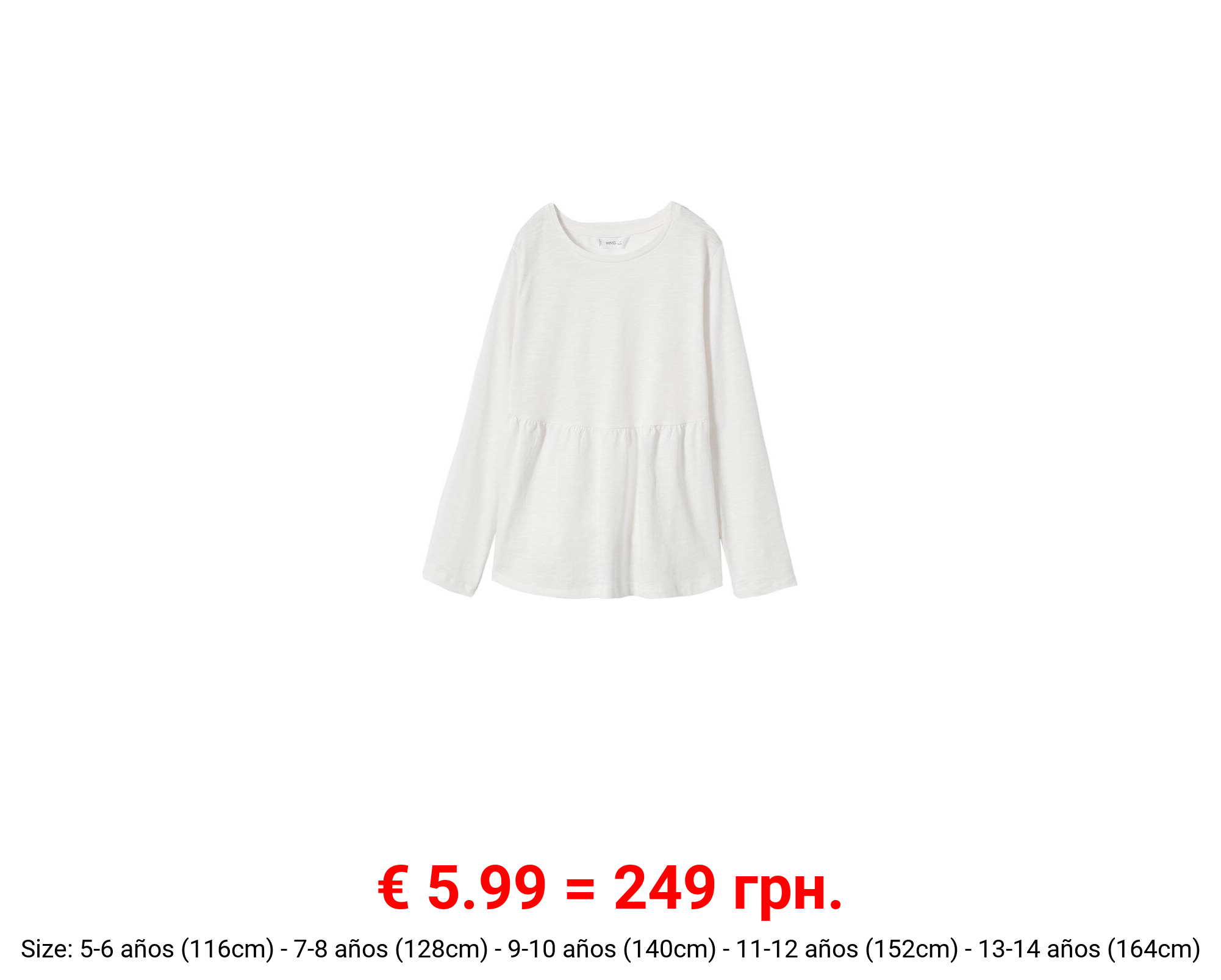 Camiseta manga larga volante