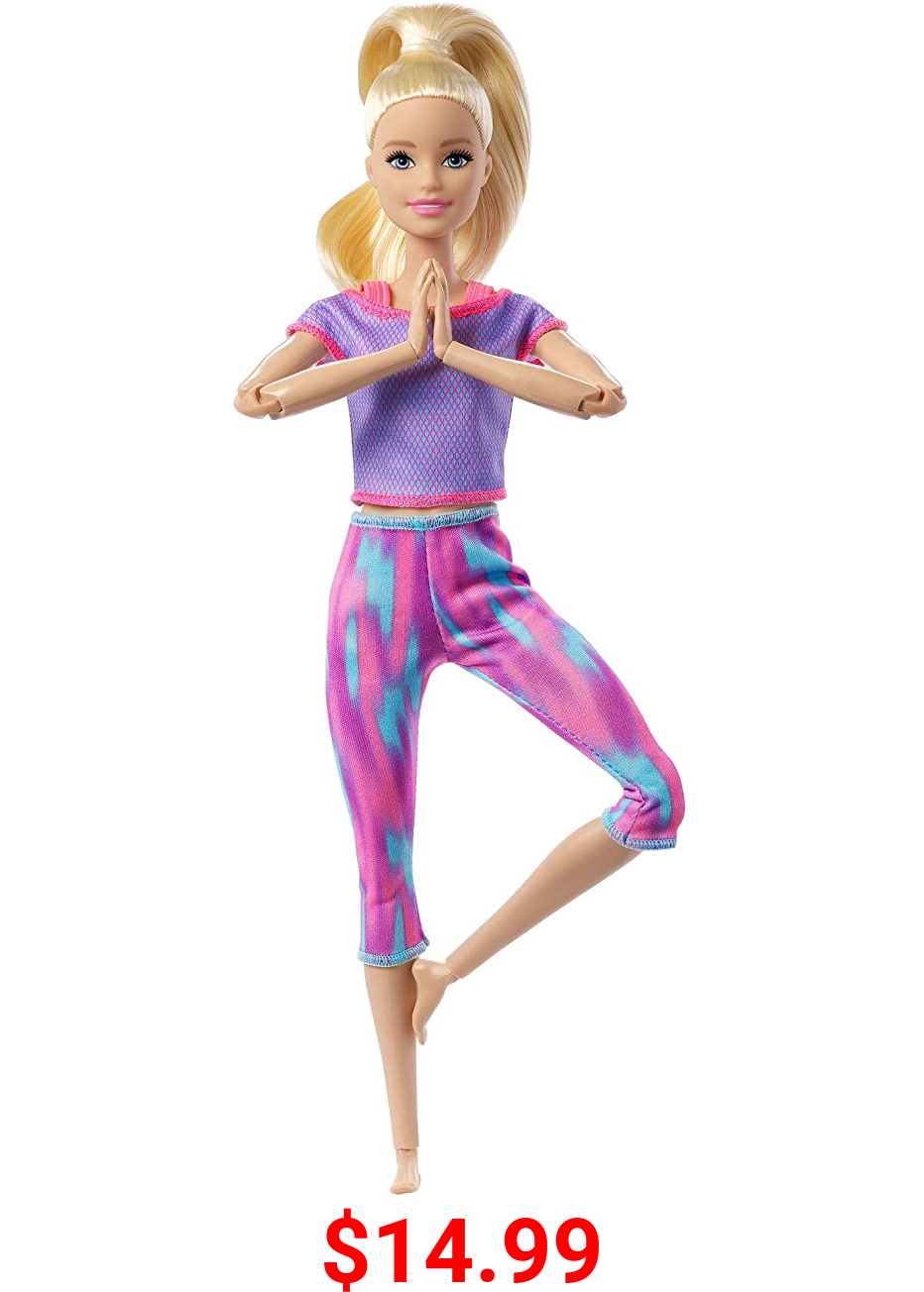 Barbie Made to Move Doll with 22 Flexible Joints & Long Blonde Ponytail Wearing Athleisure-wear for Kids 3 to 7 Years Old