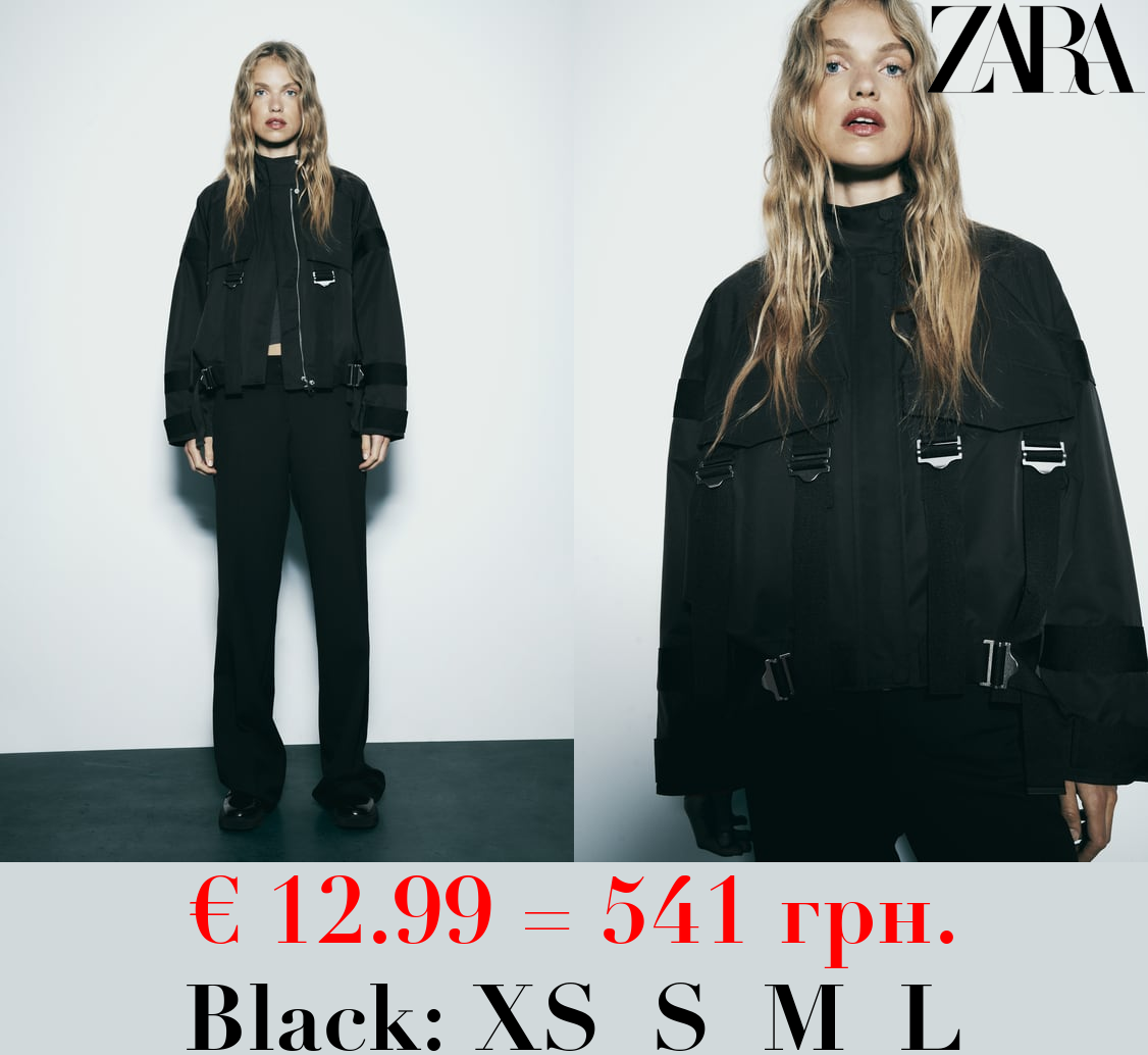 ZW COLLECTION CONTRAST BOMBER JACKET WITH BUCKLES