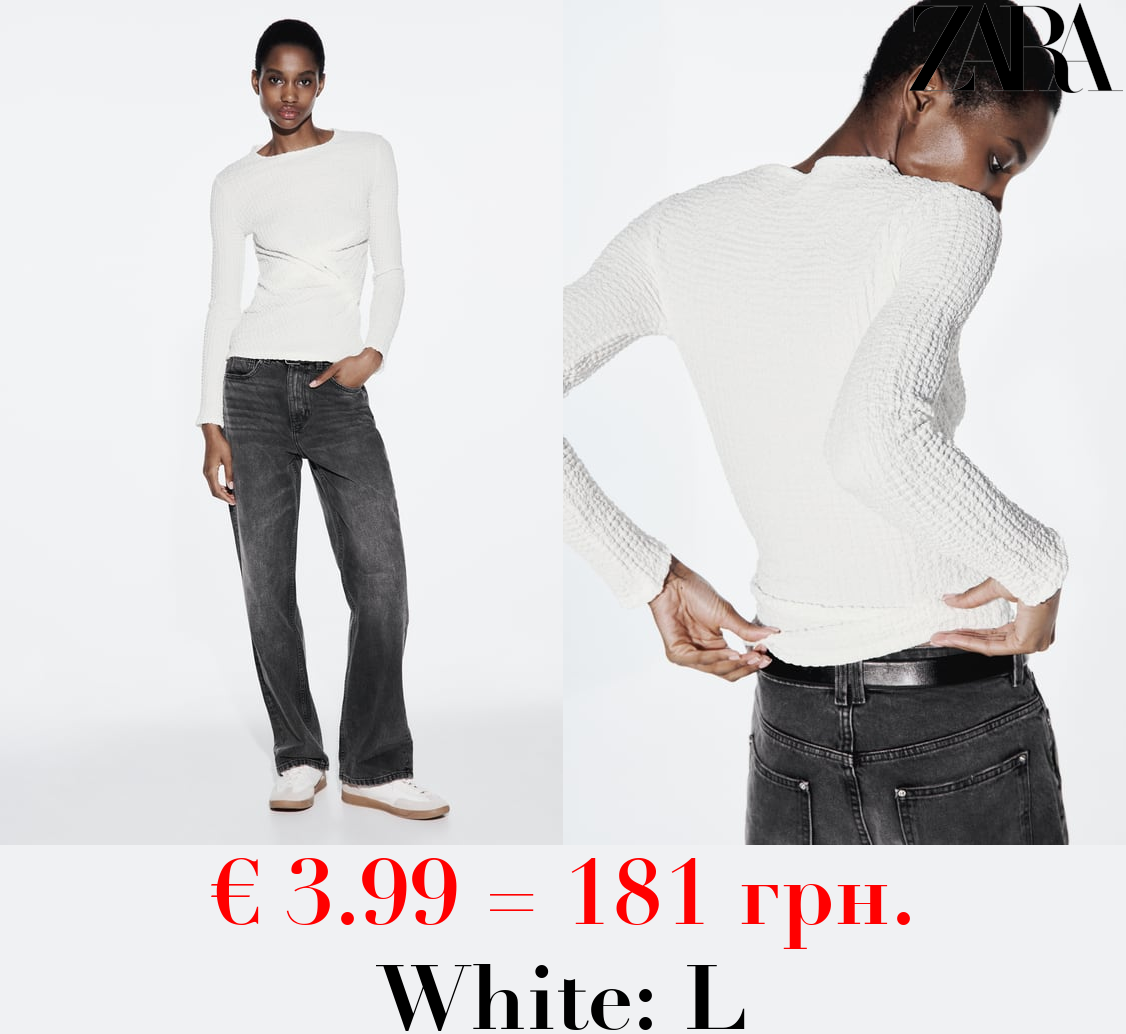 TEXTURED TOP WITH GATHERED DETAIL