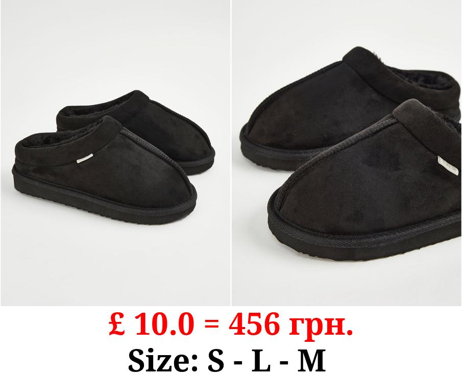 Black Chunky Mule Slippers