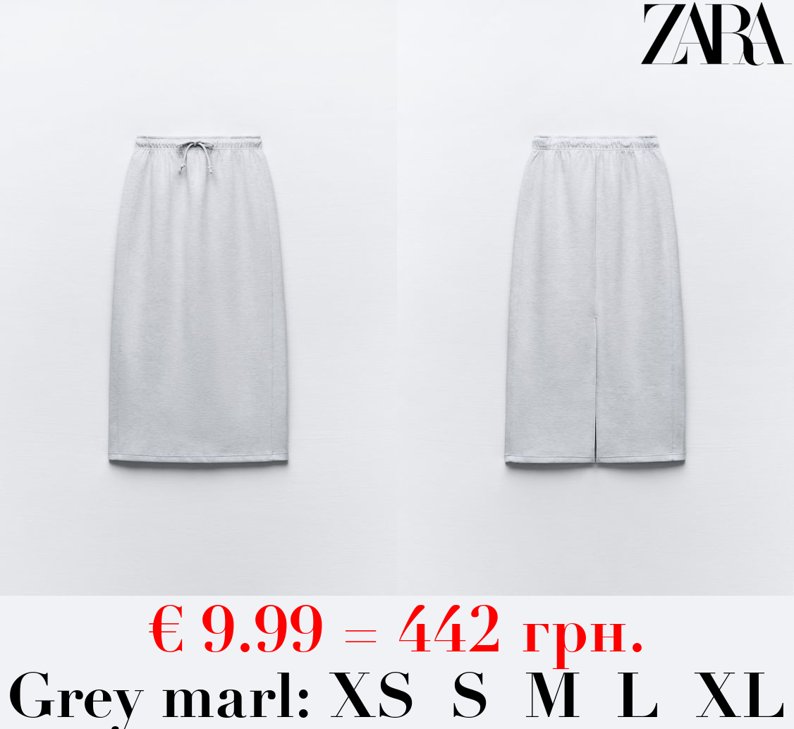 CLEAN INTERLOCK PLUSH MIDI SKIRT