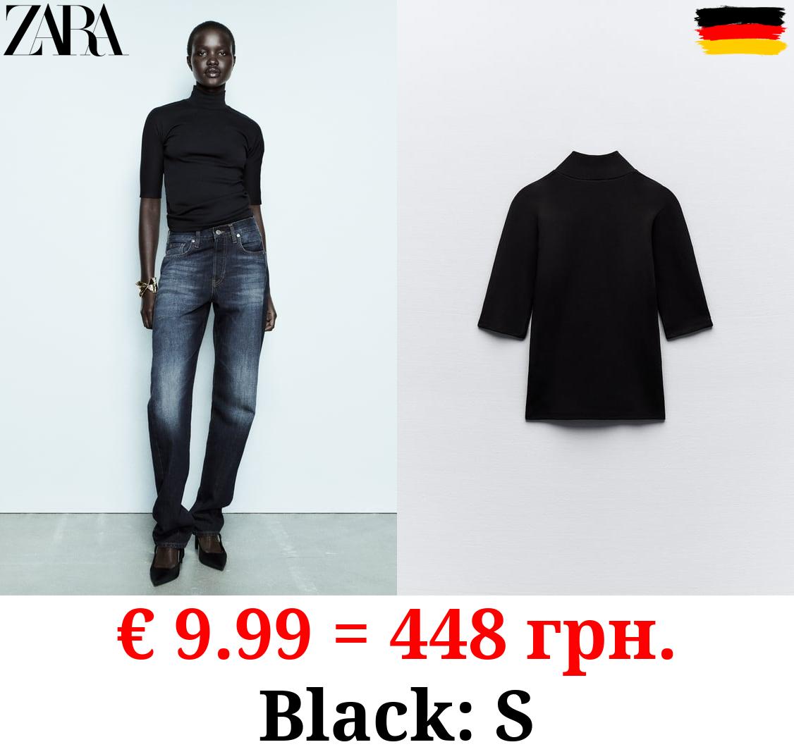 COTTON MOCK NECK T-SHIRT