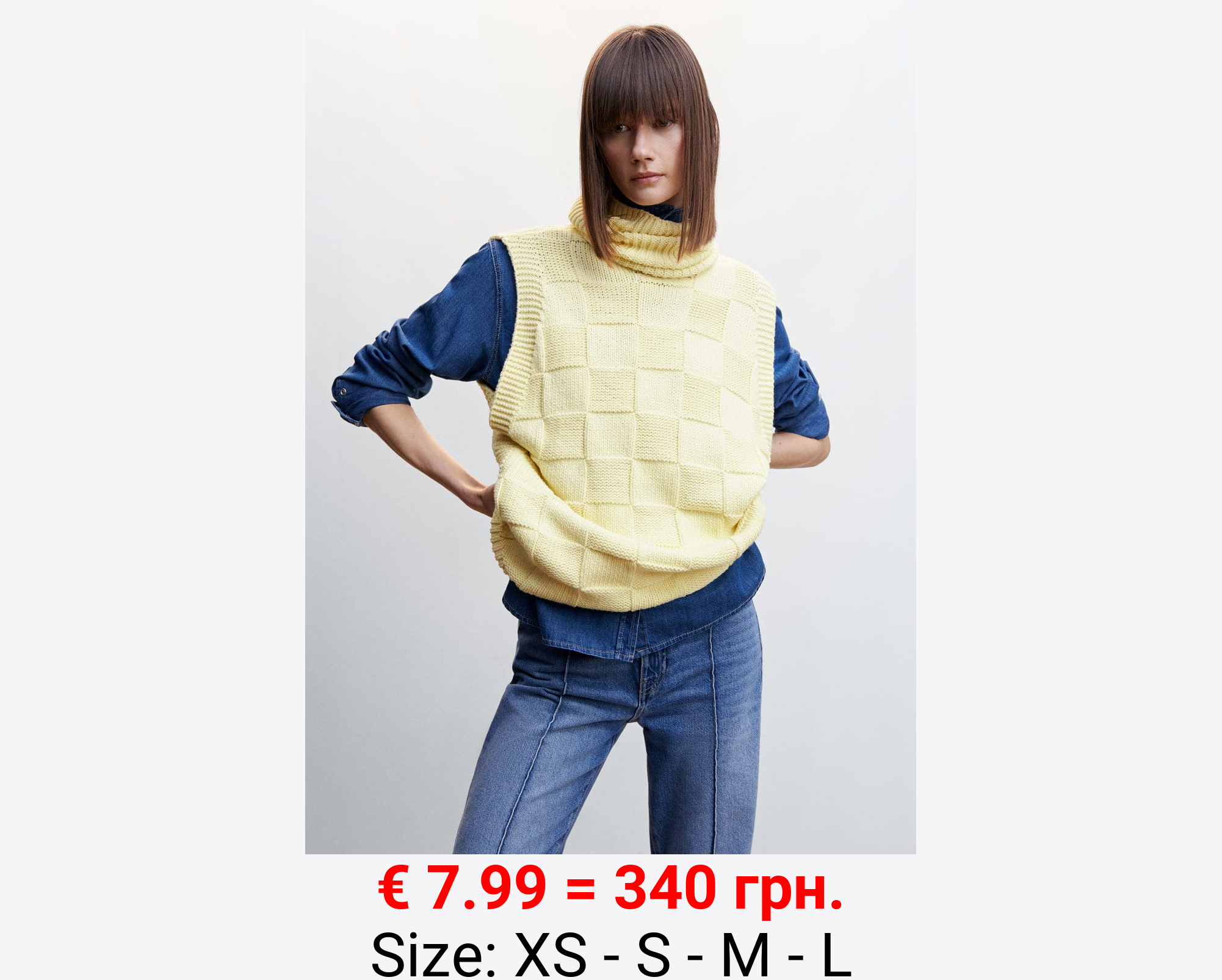 Chaleco punto cuello vuelto