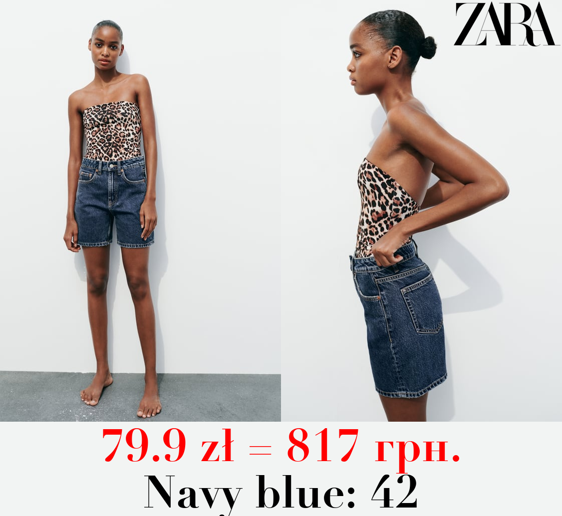 TRF MID-RISE DENIM BERMUDA SHORTS