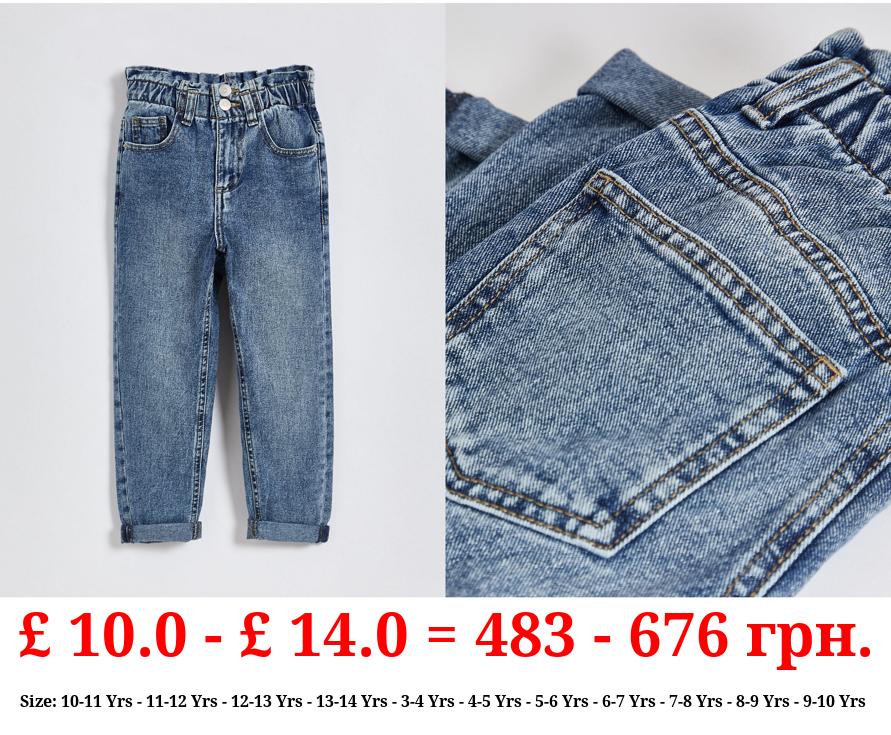 Blue Mid Wash Paper Bag Jeans