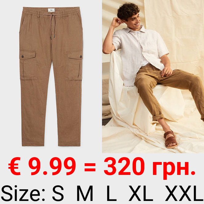 Leinen-Cargohose - Tapered Fit