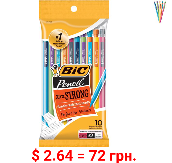 BIC Xtra-Strong Mechanical Pencil, Colorful Barrel, Thick Point (0.9mm), 10 Count
