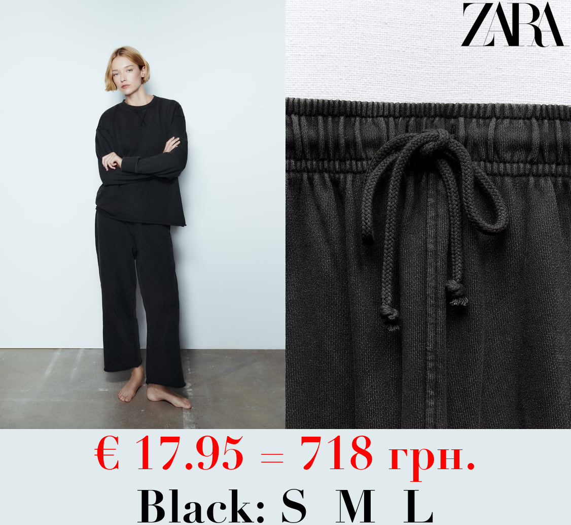 FADED-EFFECT PLUSH TROUSERS