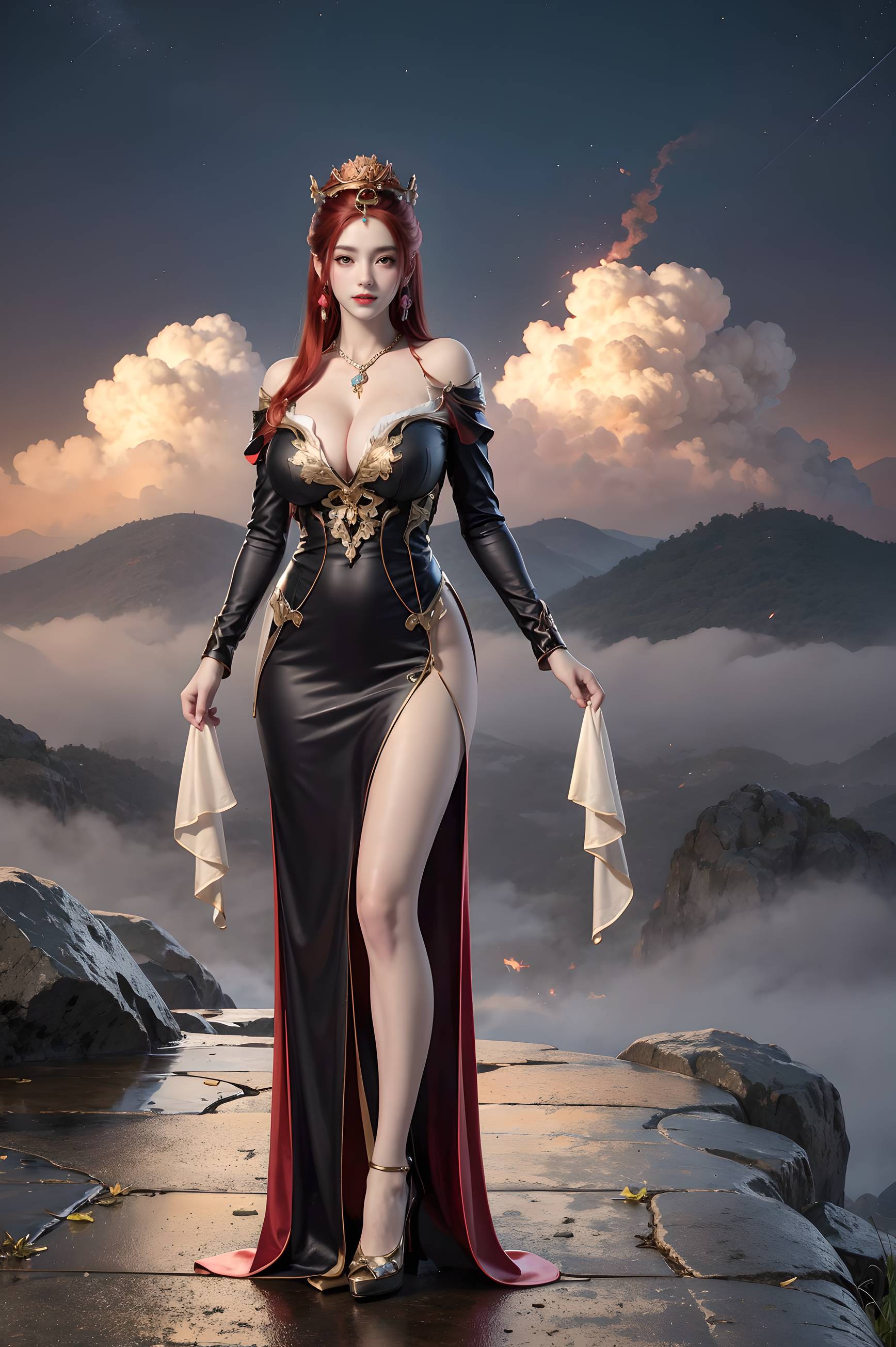 图片[53]-完美世界-曼珠沙华 户外红色礼服-六色网