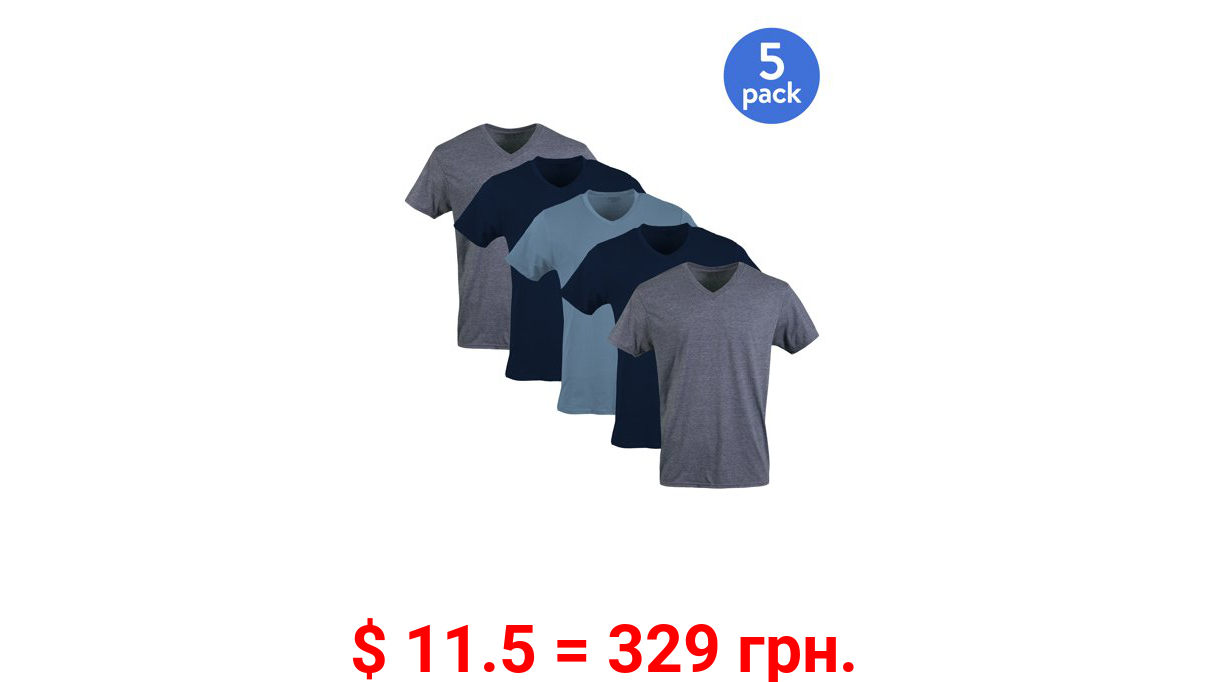 Gildan Men's Short Sleeve V-neck T-Shirts Assorted Color T-shirt up to 2XL, 5-pack