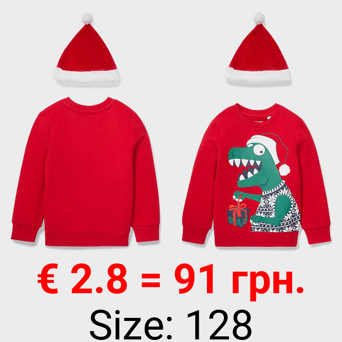 Dino - Set - Weihnachts-Sweatshirt und -Mütze - 2 teilig