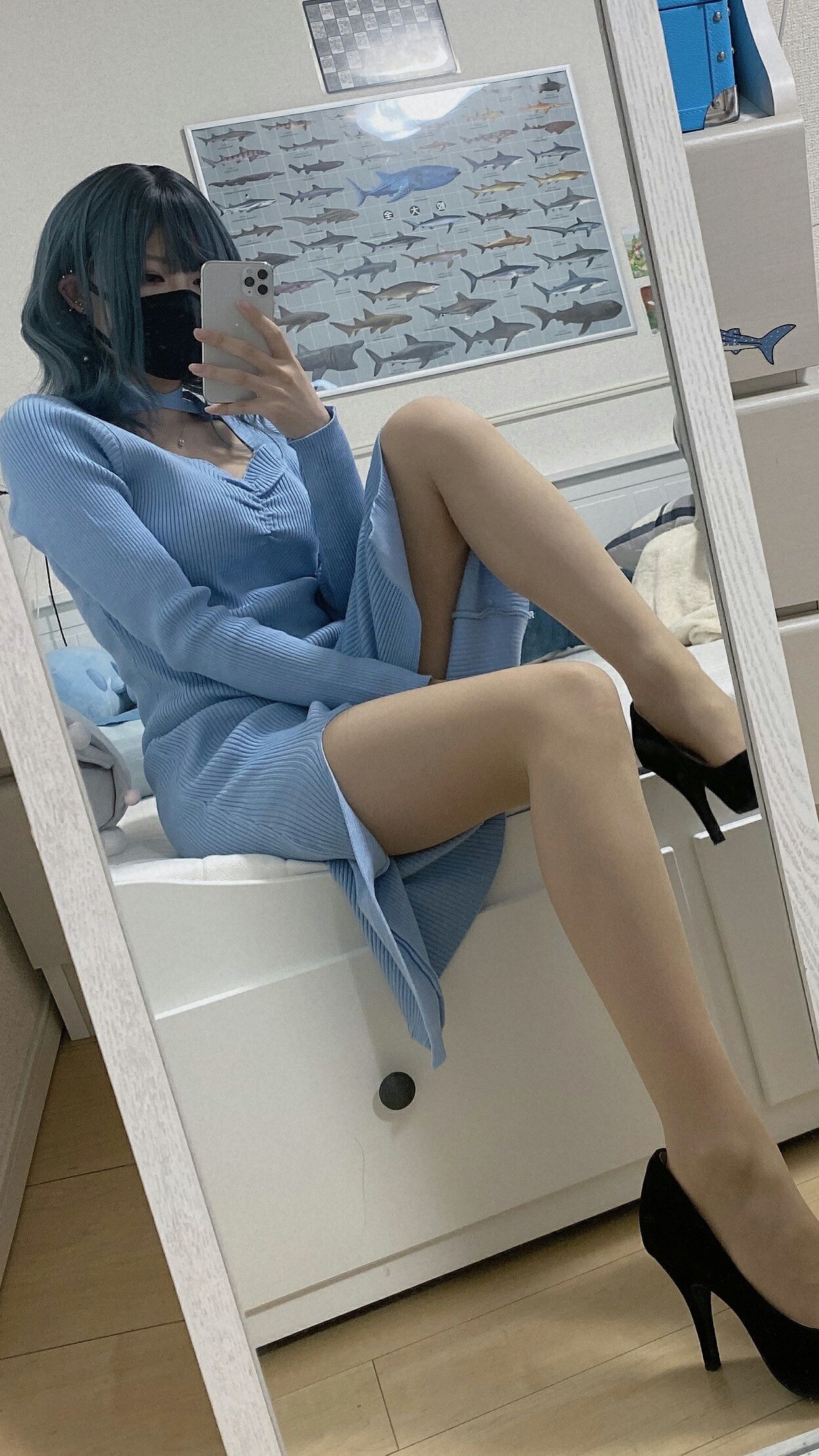 御伽樒 蓝卫衣+猫耳束缚 65