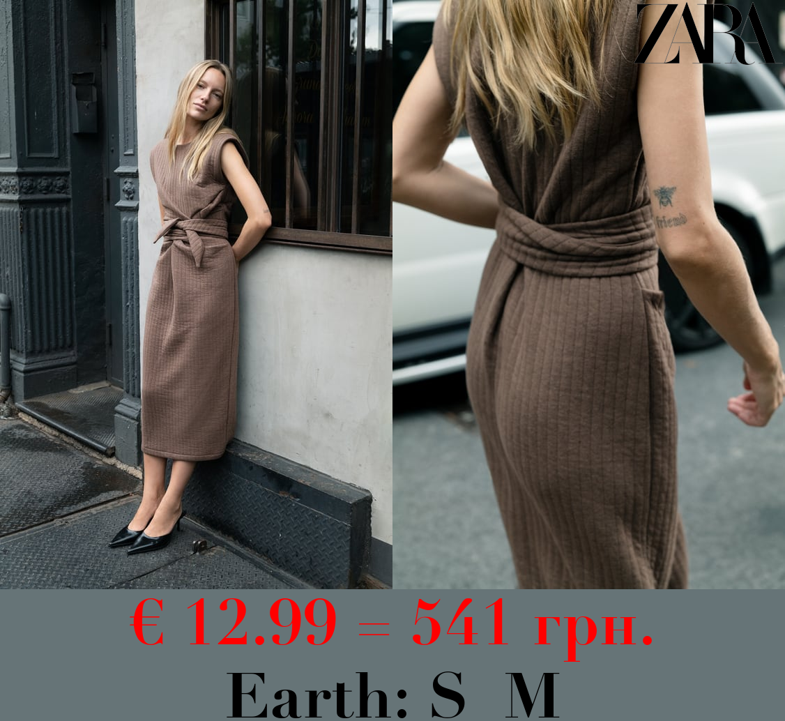 QUILTED DRESS WITH BELT