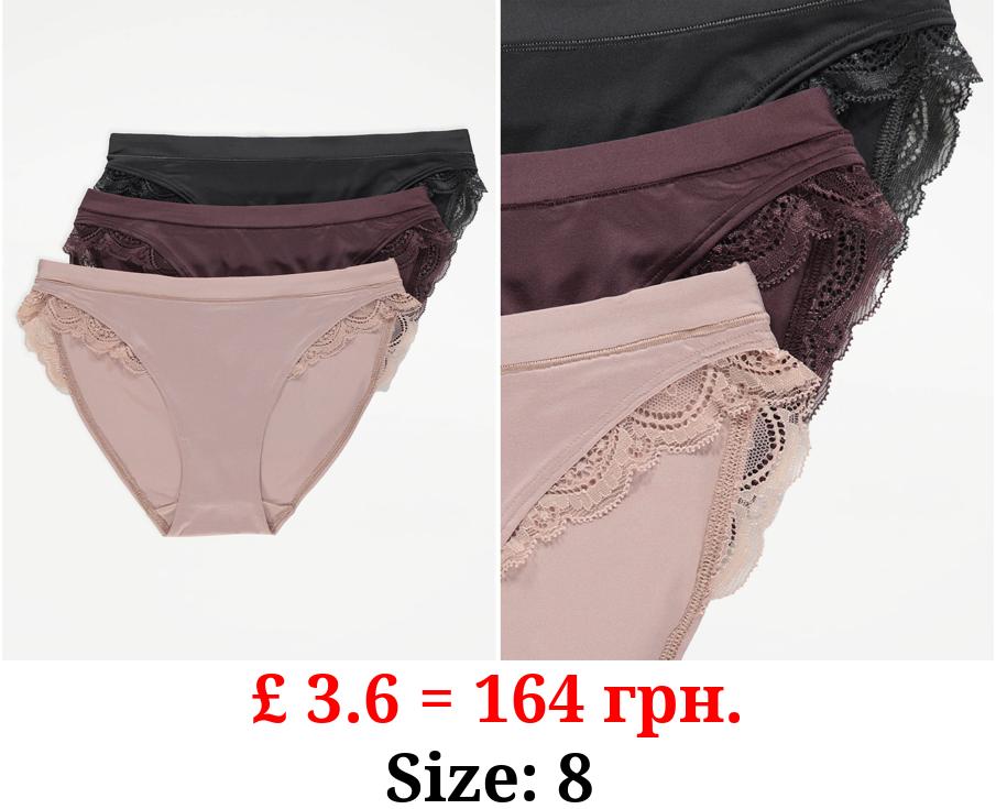 Plum Comfort High Leg Briefs 3 Pack