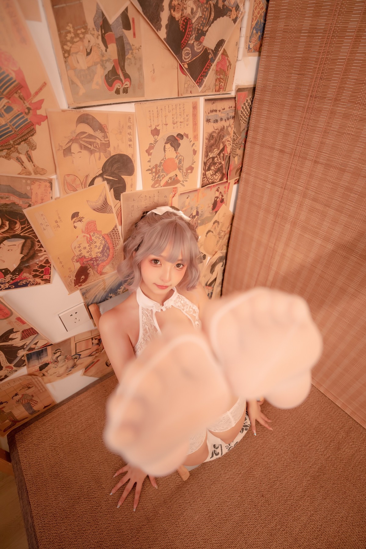 Cosplay 神楽板真冬 白旗袍 46