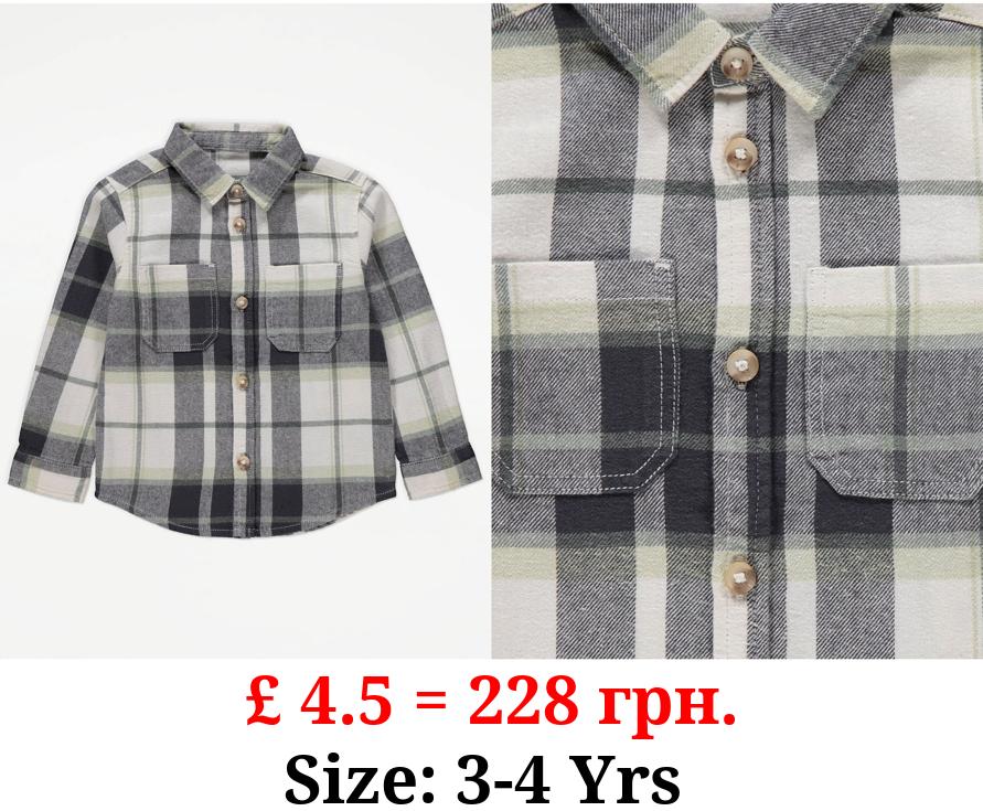 Grey Checked Long Sleeve Shirt