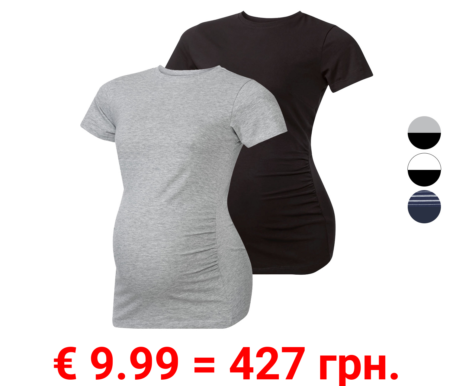 esmara® Damen Umstandsshirts, 2 Stück, mit hohem Baumwollanteil
