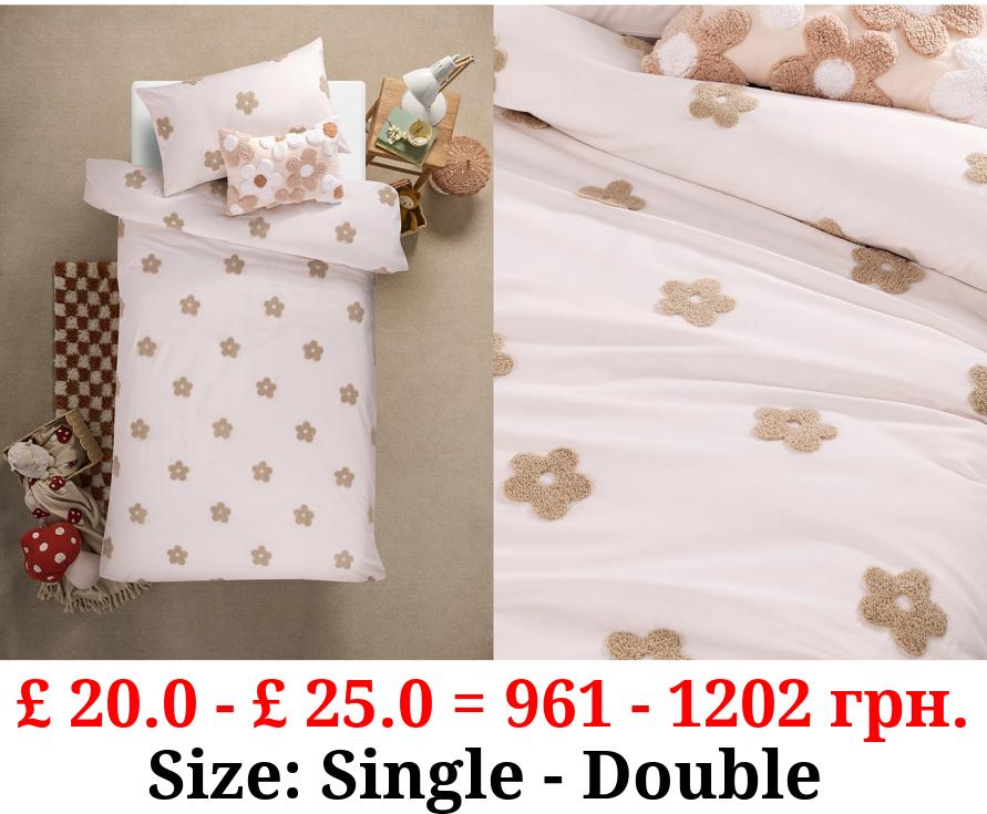 Natural Daisy Tufted Texture Reversible Duvet Set