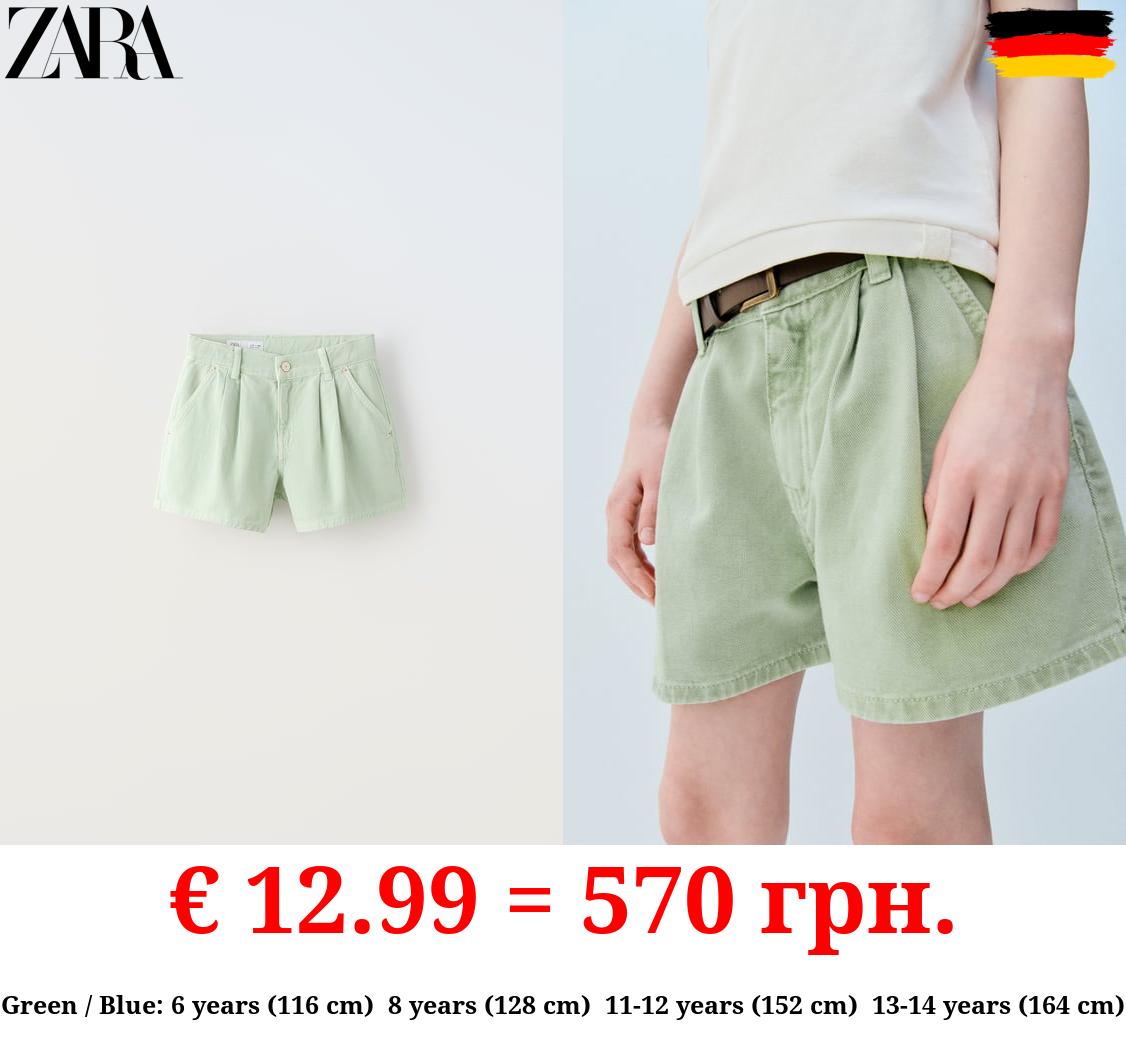 DENIM BERMUDA SHORTS WITH DARTS