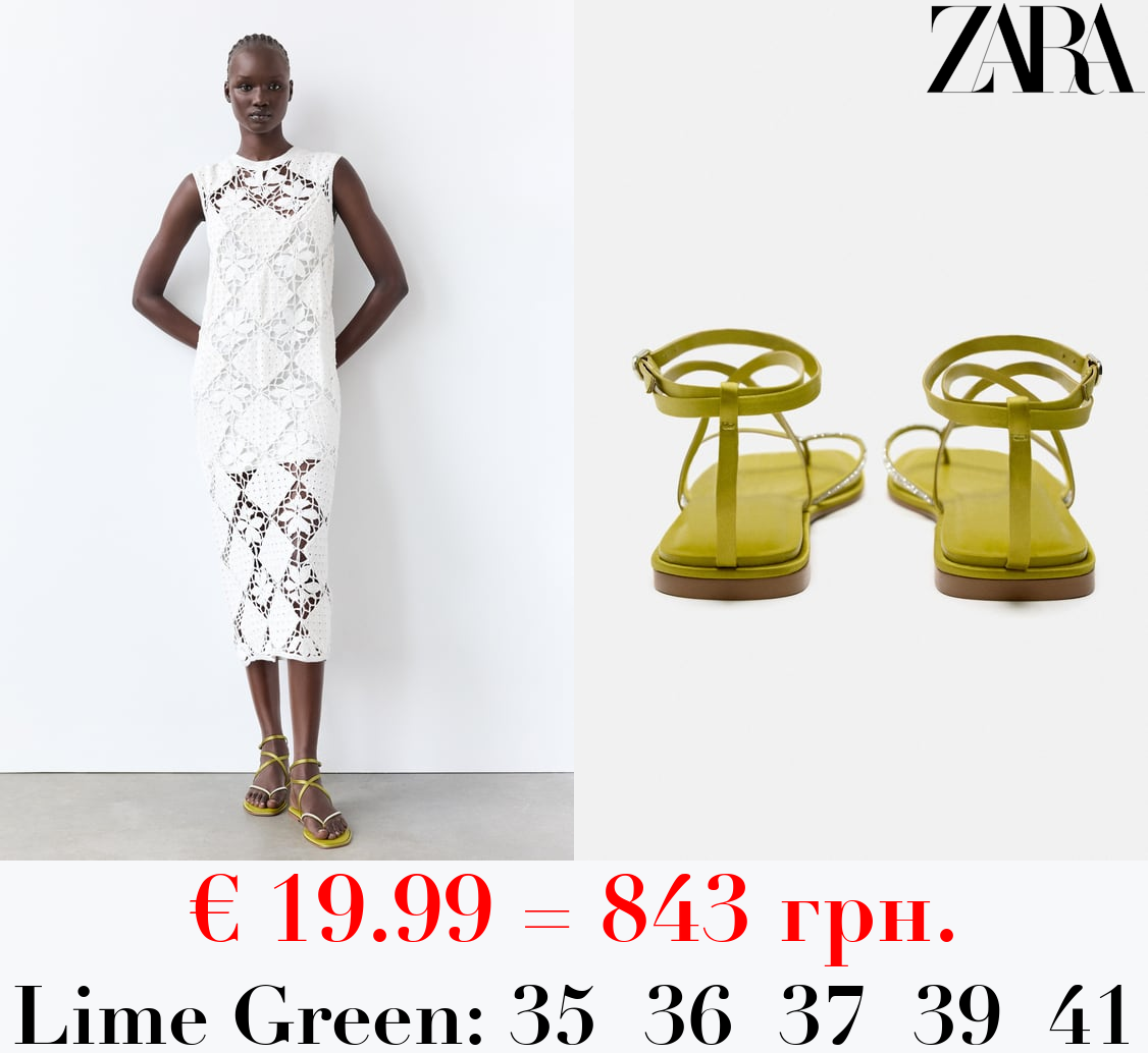 FLAT SLIDER SANDALS WITH RHINESTONES