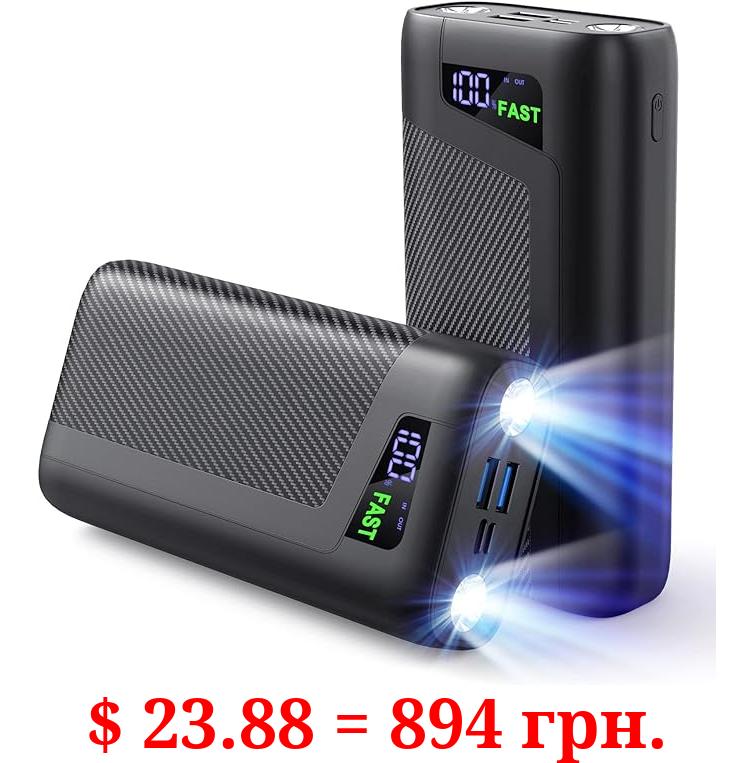 ONLYNEW Portable Charger 32000 mAh - USB C Fast Charging Power Bank PD 4.0 & QC 4.0 PD 20W Huge Capacity External Battery Pack PowerBank with Flashlight for iPhone, Samsung Galaxy, iPad etc