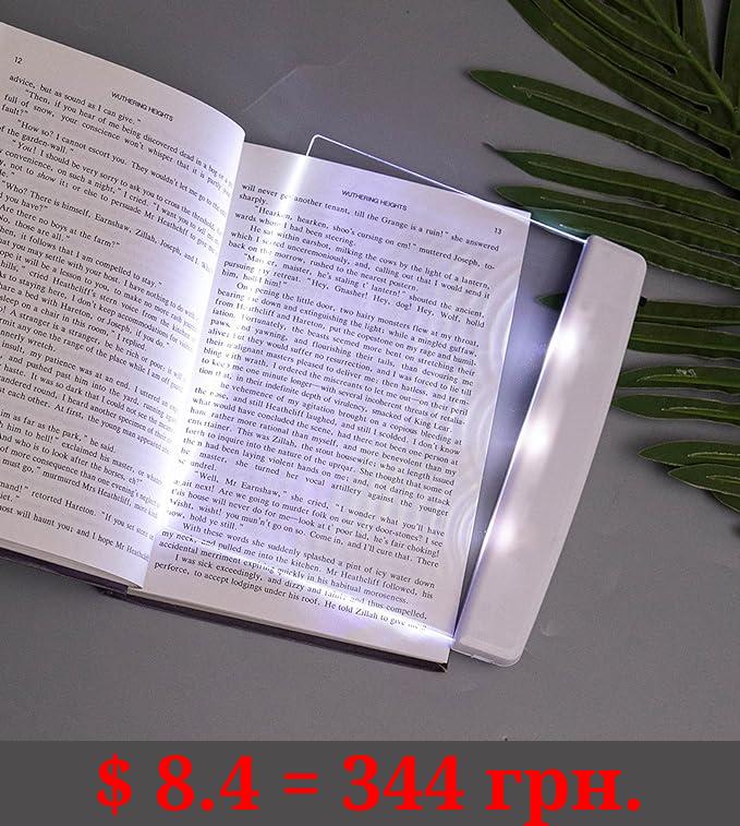 Juesi Flat Book Light for Reading in Bed at Night Clear LED Book Full Page Light Illuminator Panel Plate Lamp Board Wireless (White)
