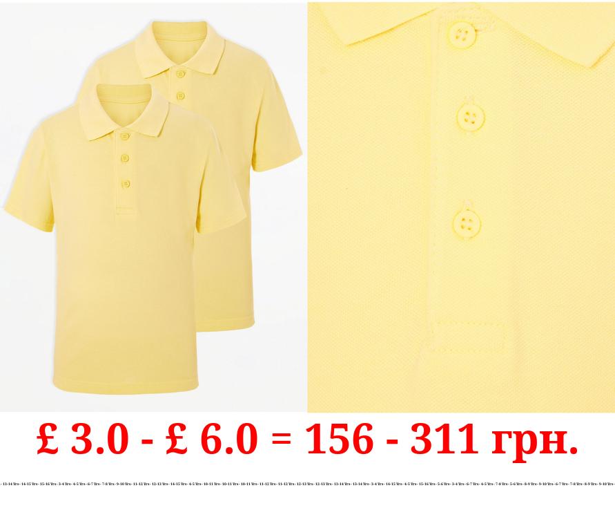 Yellow Short Sleeve Slim Fit School Polo Shirts 2 Pack