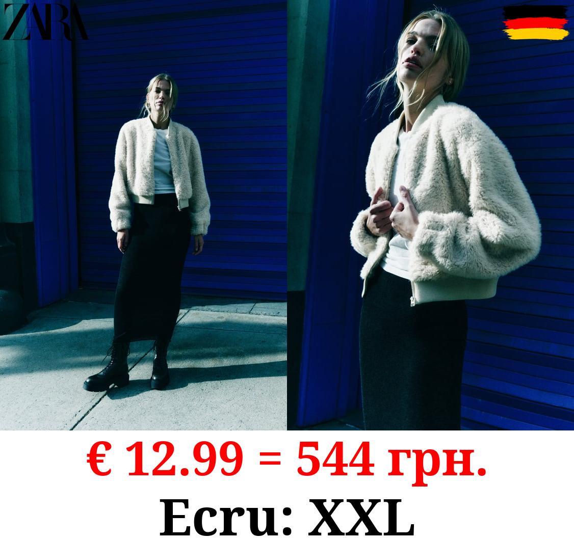 FAUX FUR CROPPED BOMBER JACKET