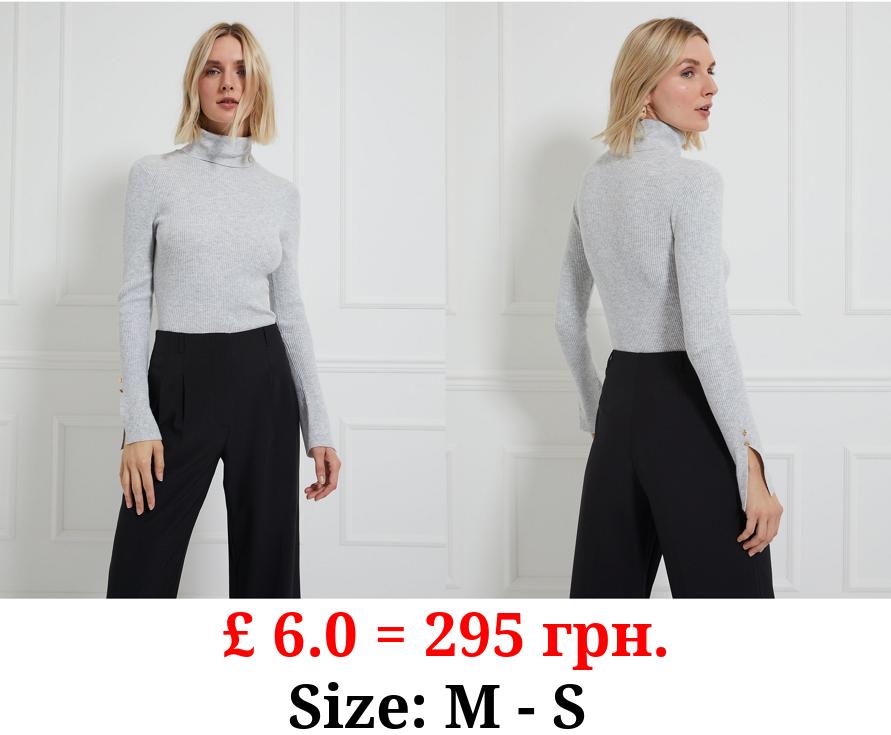 Billie Faiers Grey Ribbed Roll Neck Jumper